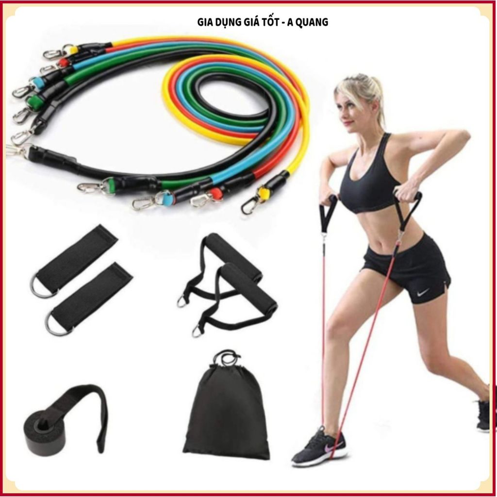BỘ DÂY TẬP GYM 5 MÓN, DÂY KHÁNG LỰC ĐÀN HỒI, NGŨ SẮC TIỆN LỢI, Dễ Mang Theo Tập Mọi Lúc Mọi Nơi