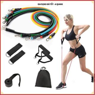 BỘ DÂY TẬP GYM 5 MÓN, DÂY KHÁNG LỰC ĐÀN HỒI, NGŨ SẮC TIỆN LỢI, Dễ Mang Theo Tập Mọi Lúc Mọi Nơi