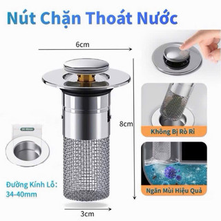 Bộ 2 Nút Chặn Thoát Nước Bồn Rửa Mặt 2in1 Lọc Rác, Ngăn Tắc Nghẽn, Lắp Dễ, Thoát Nhanh -Kingan22