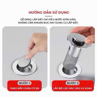 Bộ 2 Nút Chặn Thoát Nước Bồn Rửa Mặt 2in1 Lọc Rác, Ngăn Tắc Nghẽn, Lắp Dễ, Thoát Nhanh -Kingan22