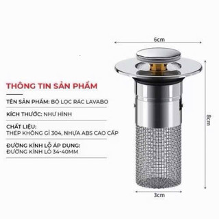 Bộ 2 Nút Chặn Thoát Nước Bồn Rửa Mặt 2in1 Lọc Rác, Ngăn Tắc Nghẽn, Lắp Dễ, Thoát Nhanh -Kingan22
