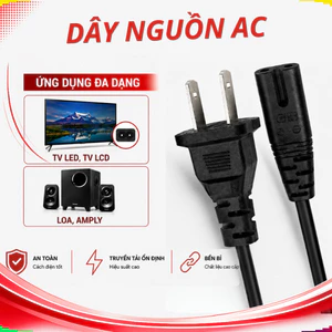 Dây Nguồn Số 8 Dài 1.5m - Cáp Nguồn Sử Dụng Tiện Lợi Cho Các Thiết Bị Laptop, Laptop, Loa, TV,....