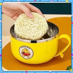 BÁT ĂN MÌ CÓ NẮP, INOX 2 LỚP CHỐNG NÓNG, CÁCH NHIỆT AN TOÀN, Bát In Hình Dễ Thương Tiện Dụng