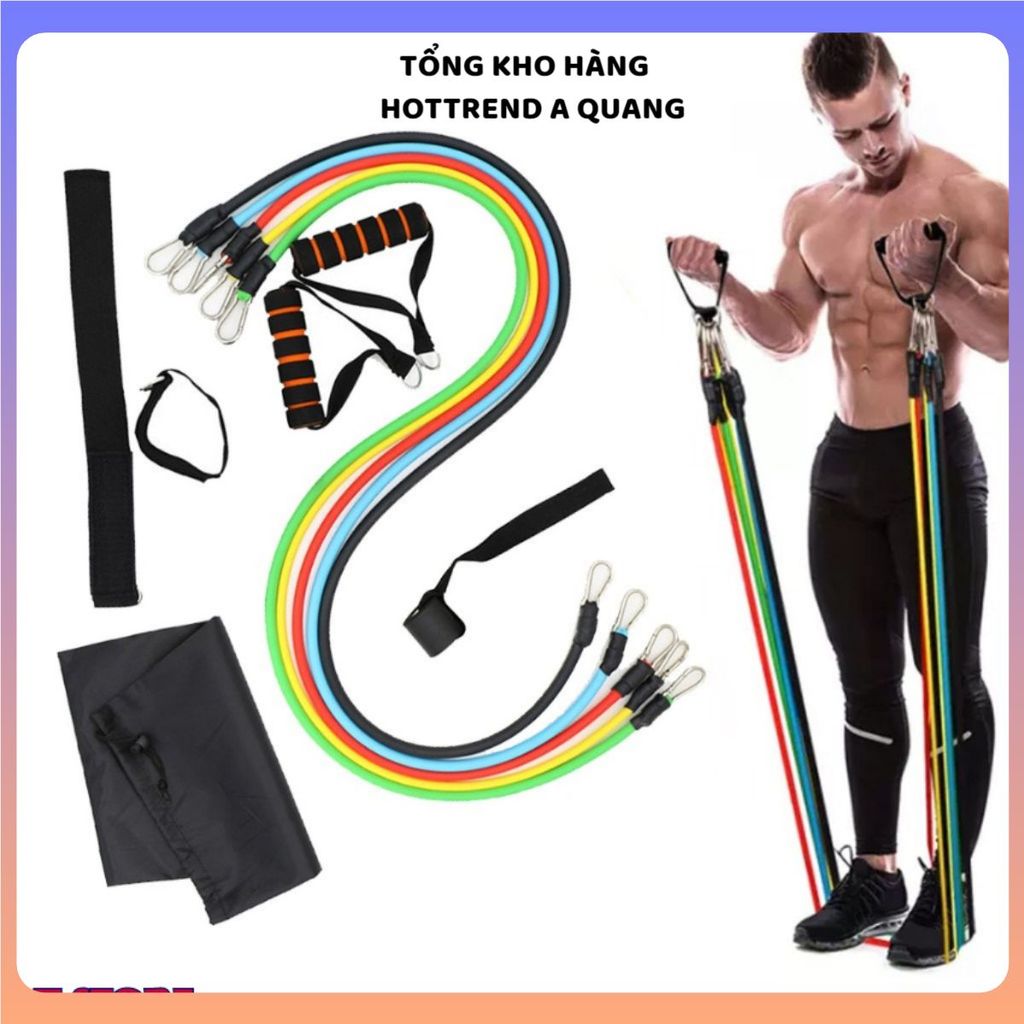 BỘ 5 DÂY KHÁNG LỰC TẬP GYM - Tập Mông, Chân, Tay Hiệu Quả