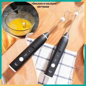 MÁY TẠO BỌT CAFE CẦM TAY - Sạc Pin, 3 Cấp Độ, Kèm 2 Đầu Đánh