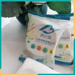 KHĂN NÉN COTTON 68G VỎ XANH CAO CẤP - Dễ Mang Theo Khi Du Lịch