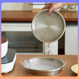 SET KHAY LỌC DẦU INOX 304 SIZE 20CM,VỈ LƯỚI RÁO DẦU THỨC ĂN,Khay Đựng Đồ Chiên Rán Bền Đẹp