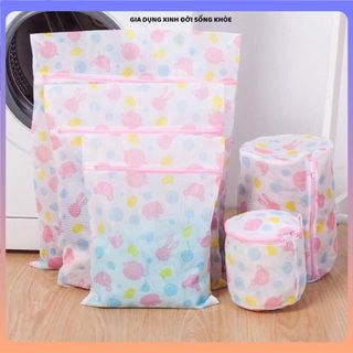 SET 5 TÚI LƯỚI GIẶT ĐA KÍCH THƯỚC,TÚI GIẶT HỌA TIẾT HÌNH HOA,Túi Đựng Quần Áo Bảo Vệ Vải Khi Giặt