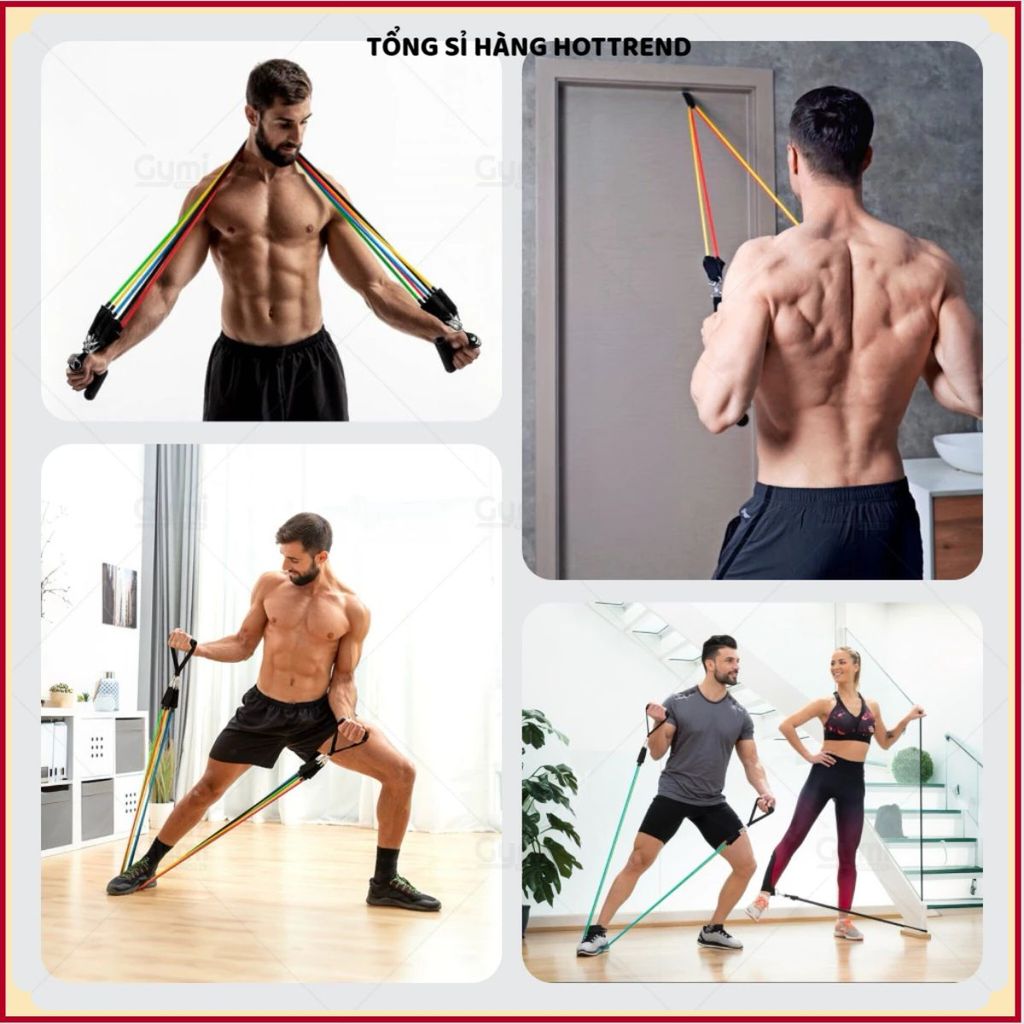 BỘ 5 DÂY KHÁNG LỰC TẬP GYM - Tập Mông, Chân, Tay Hiệu Quả