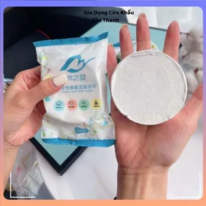 KHĂN TẮM NÉN DU LỊCH COTTON 73G VỎ XANH - Loại Lớn Dày Dùng Một Lần