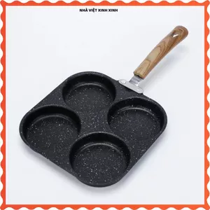 CHẢO LÀM TRỨNG 4 NGĂN CHỐNG DÍNH,CHẢO ĐA NĂNG NẤU MỌI LOẠI BẾP,Tay Cầm Gỗ Bền Đẹp