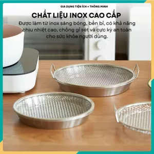 SET KHAY LỌC DẦU INOX 304 SIZE 20CM,VỈ LƯỚI RÁO DẦU THỨC ĂN,Khay Đựng Đồ Chiên Rán Bền Đẹp