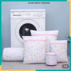 SET 5 TÚI LƯỚI GIẶT ĐA KÍCH THƯỚC,TÚI GIẶT HỌA TIẾT HÌNH HOA,Túi Đựng Quần Áo Bảo Vệ Vải Khi Giặt