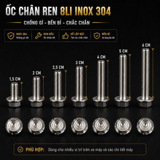 DIAMOND SALAYA -  ỐC SALAYA INOX304 DẠNG TRỤ 8li  10li ( GIÁ 1 CON )