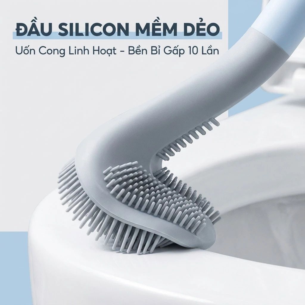 (COMBO 3) CHỔI CỌ BỒN CẦU SILICON - Thiết Kế Chữ L Làm Sạch Mọi Góc Khuất