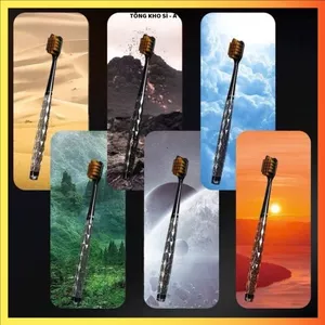SET 6 BÀN CHẢI ĐÁNH RĂNG KÈM HỘP, LÔNG MỀM MÀU PHA LÊ, Dùng Cho Gia Đình, Tiện Lợi Mang Theo