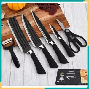 BỘ DAO NHẬT 6 MÓN CAO CẤP - Dao Inox Siêu Sắc Bén Cho Nhà Bếp