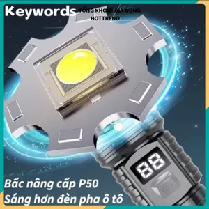 ĐÈN PIN LED SIÊU SÁNG SẠC USB - Phóng To Thu Nhỏ, Dùng Cắm Trại Ngoài Trời