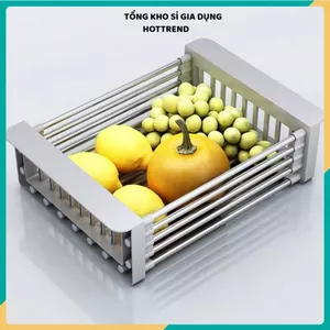 GIÁ ĐỠ GÁC BỒN RỬA CHÉN INOX - Điều Chỉnh Độ Dài, Thoát Nước Tiện Lợi
