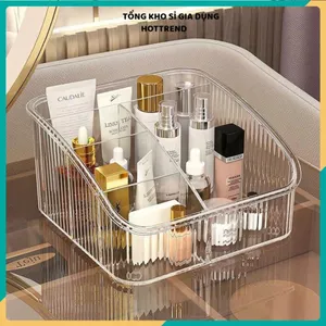 HỘP ĐỰNG MỸ PHẨM 4 NGĂN - Thiết Kế Chữ Nhật, Trong Suốt Bền Đẹp