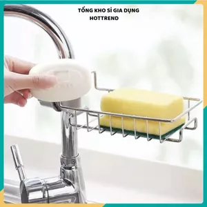 GIÁ ĐỠ INOX BỒN RỬA CHÉN - Gắn Vòi Rửa Treo Miếng Rửa Chén Tiện Lợi