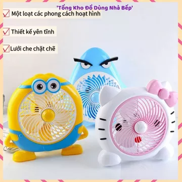 QUẠT MINI ĐỂ BÀN HÌNH THÚ CẮM ĐIỆN, Quạt Hình Thú Cute, 2 Chế Độ Gió, Quạt Làm Mát Bàn Học, Bàn Làm Việc