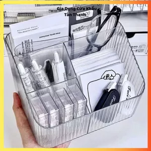 KHAY ĐỰNG ĐỒ TRANG ĐIỂM 4 NGĂN - Nhựa Trong Suốt Cao Cấp, Gọn Gàng Tiện Lợi