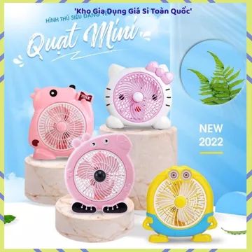 QUẠT MINI ĐỂ BÀN HÌNH THÚ CẮM ĐIỆN, Quạt Hình Thú Cute, 2 Chế Độ Gió, Quạt Làm Mát Bàn Học, Bàn Làm Việc