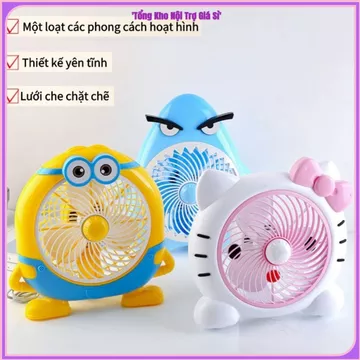 QUẠT MINI ĐỂ BÀN HÌNH THÚ CẮM ĐIỆN, Quạt Hình Thú Cute, 2 Chế Độ Gió, Quạt Làm Mát Bàn Học, Bàn Làm Việc