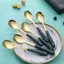 SET 6 THÌA ĂN CƠM INOX MẠ VÀNG - Cán Sứ DeCor Đẹp Mắt, Phù Hợp Gia Đình Hiện Đại