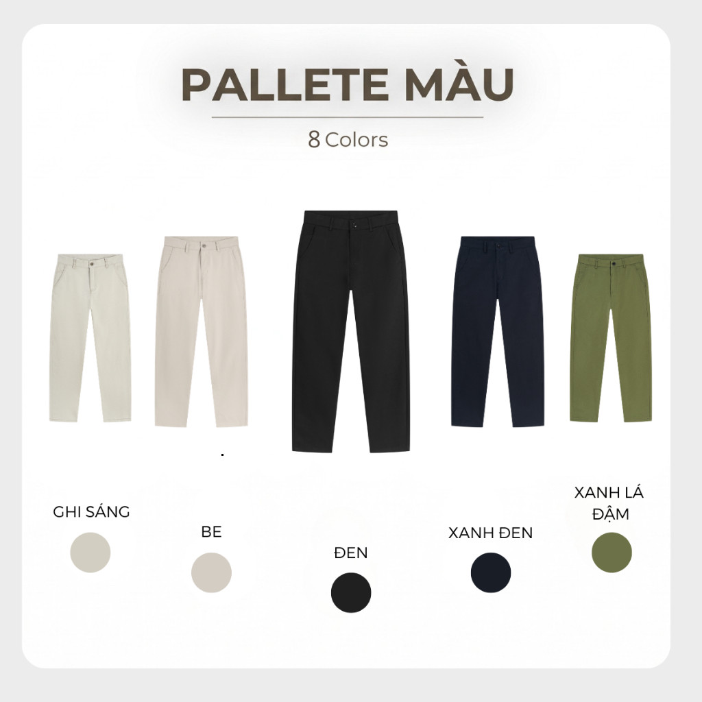 Quần kaki nam ống đứng Hậu Tâm túi vip đồng hồ, cotton 95% co giãn 5%, không xù, không phai màu