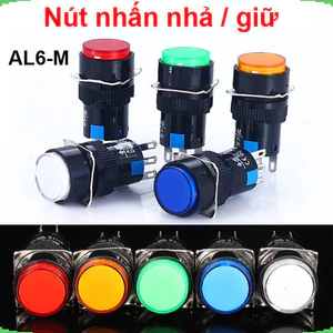 Nút nhấn nhả (reset) / nhân giữ (on/off) 5 chân AL6 - M lỗ khoét 16mm