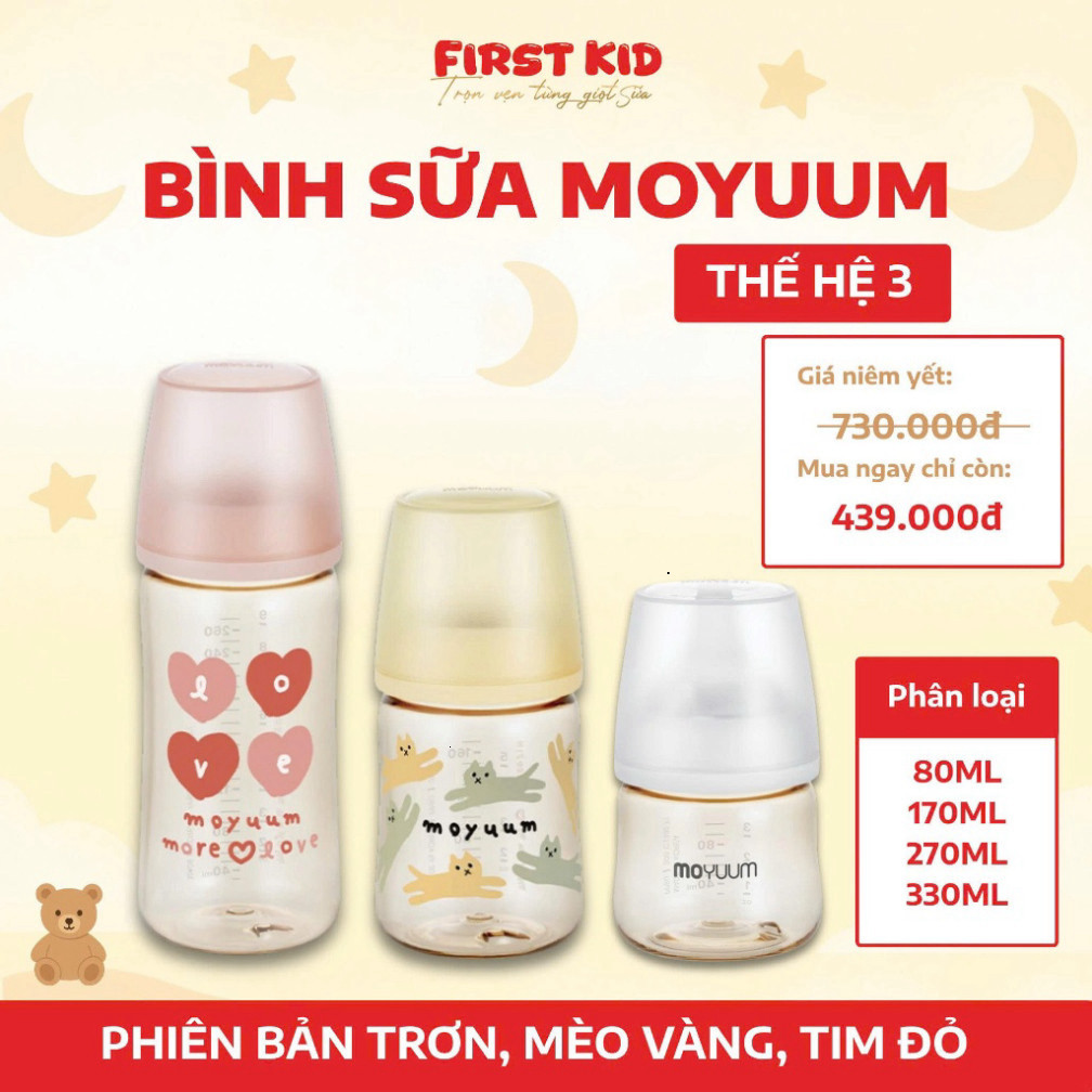 Bình Sữa PPSU MOYUUM Thế Hệ 3 -Mẫu Mới Chính Hãng Hàn Quốc - 80ML|170ML|270ML|330ML