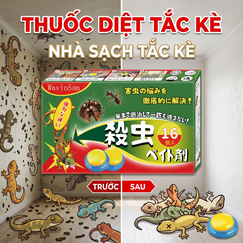 🦎 Bả diệt thằn lằn 16 viên, dẫn dụ mạnh, phù hợp góc tường, trần nhà và khu vực có thằn lằn