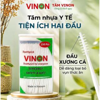 TĂM NHỰA XƯƠNG CÁ VINON | COMBO 2 HỘP 500 CÂY | TĂM XỈA RĂNG MỀM PP KHÔNG GÃY KHÔNG ĐAU NƯỚU