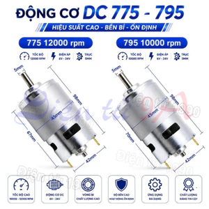 Động cơ DC 775/795 tốc độ cao điện áp 12V