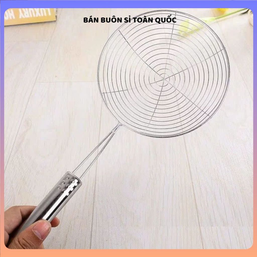 (COMBO 3) VỢT CHIÊN ĐA NĂNG CÁN INOX CÓ LỖ TREO CAO CẤP - Vợt vớt đồ ăn, trụng mì, cá viên, khoai tây chiên, ráo dầu