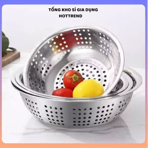 RỔ RỬA RAU INOX 304 CHẤT LƯỢNG CAO - Rổ inox đa năng, đựng trái cây, thực phẩm, thiết kế thoát nước nhanh