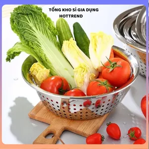 RỔ INOX 304 KHÔNG GỈ CAO CẤP - Rổ rửa rau, rổ đựng thực phẩm, inox dày bền, an toàn cho gia đình