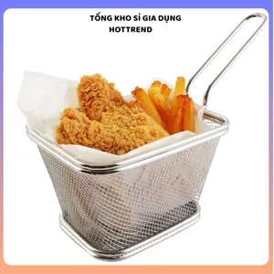 RỔ CHIÊN INOX 304 CAO CẤP DÀY DẶN - Rổ chiên khoai tây, chiên gà, chiên cá, chống gỉ sét, bền đẹp