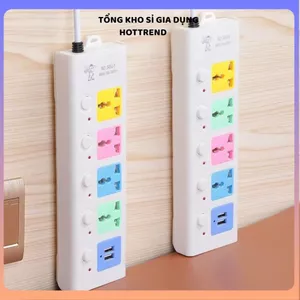 Ổ CẮM ĐIỆN ĐA NĂNG CHỐNG GIẬT CAO CẤP - Dây 2M 5M, 2 cổng USB sạc nhanh, công suất 2500W, ổ điện tiện lợi