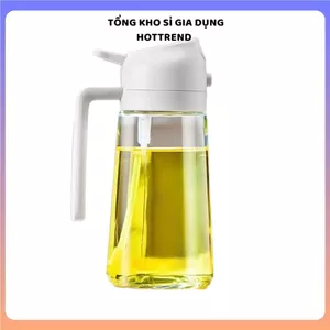 CHAI XỊT DẦU ĂN THÔNG MINH - Bình Đựng Dầu Thủy Tinh 470ML, Kiểm Soát Lượng Dầu Hiệu Quả