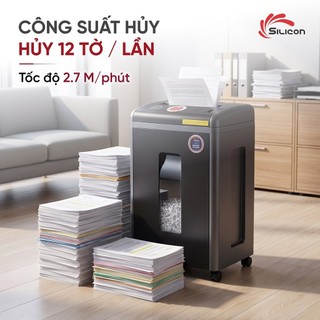 Máy hủy tài liệu nhập khẩu SILICON PS620C - Máy hủy vụn - Công suất hủy 12 tờ/ 1lần - BH toàn quốc