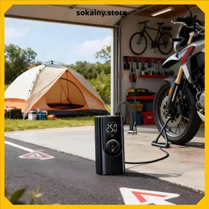 BƠM HƠI LỐP Ô TÔ CẦM TAY DÙNG PIN SẠC - Máy bơm lốp mini, màn hình điện tử, tự ngắt, bơm xe máy xe đạp