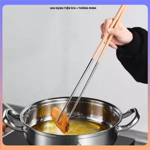 ĐŨA XÀO INOX 304 DÀI 39CM, CÁN GỖ CHỐNG NÓNG, Dùng Chiên Xào Nấu Ăn, Tiện Lợi Nhà Bếp