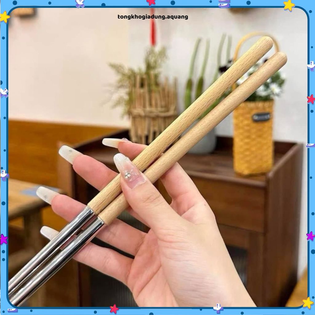 ĐŨA XÀO NẤU INOX 304, ĐŨA CẢ CÁN GỖ 39CM, Cầm Chắc Tay, Phù Hợp Mọi Gian Bếp