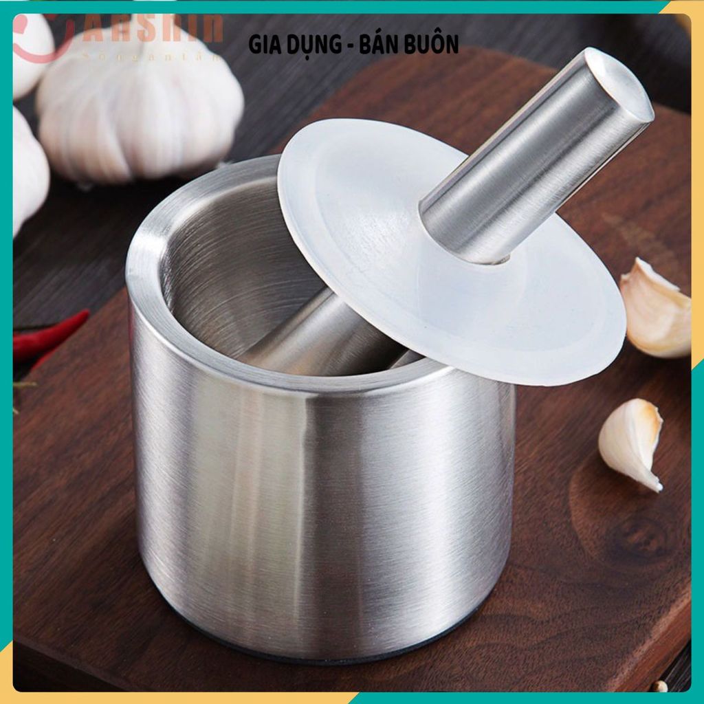 BỘ CỐI CHÀY INOX 304 NGUYÊN KHỐI CAO CẤP - Cối giã tỏi, tiêu, hành, gia vị, inox không gỉ, dễ vệ sinh