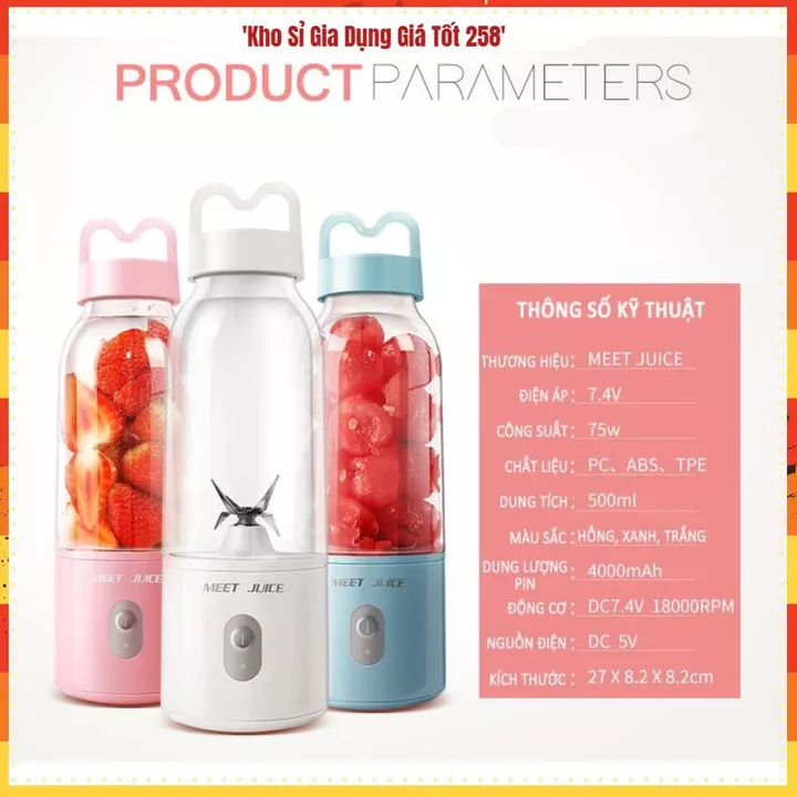 MÁY XAY SINH TỐ CẦM TAY DELIYA 500ML, Máy Xay Sinh Tố Mini, Cốc Xay Cầm Tay, Máy Xay USB, Xay Trái Cây, Xay Sinh Tố,