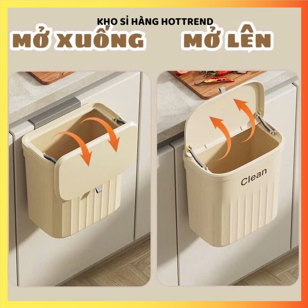 THÙNG RÁC TREO TỦ BẾP CÓ NẮP CHỐNG NƯỚC CAO CẤP - Thùng rác dán tường, nhà bếp, nhà vệ sinh, tiết kiệm không gian