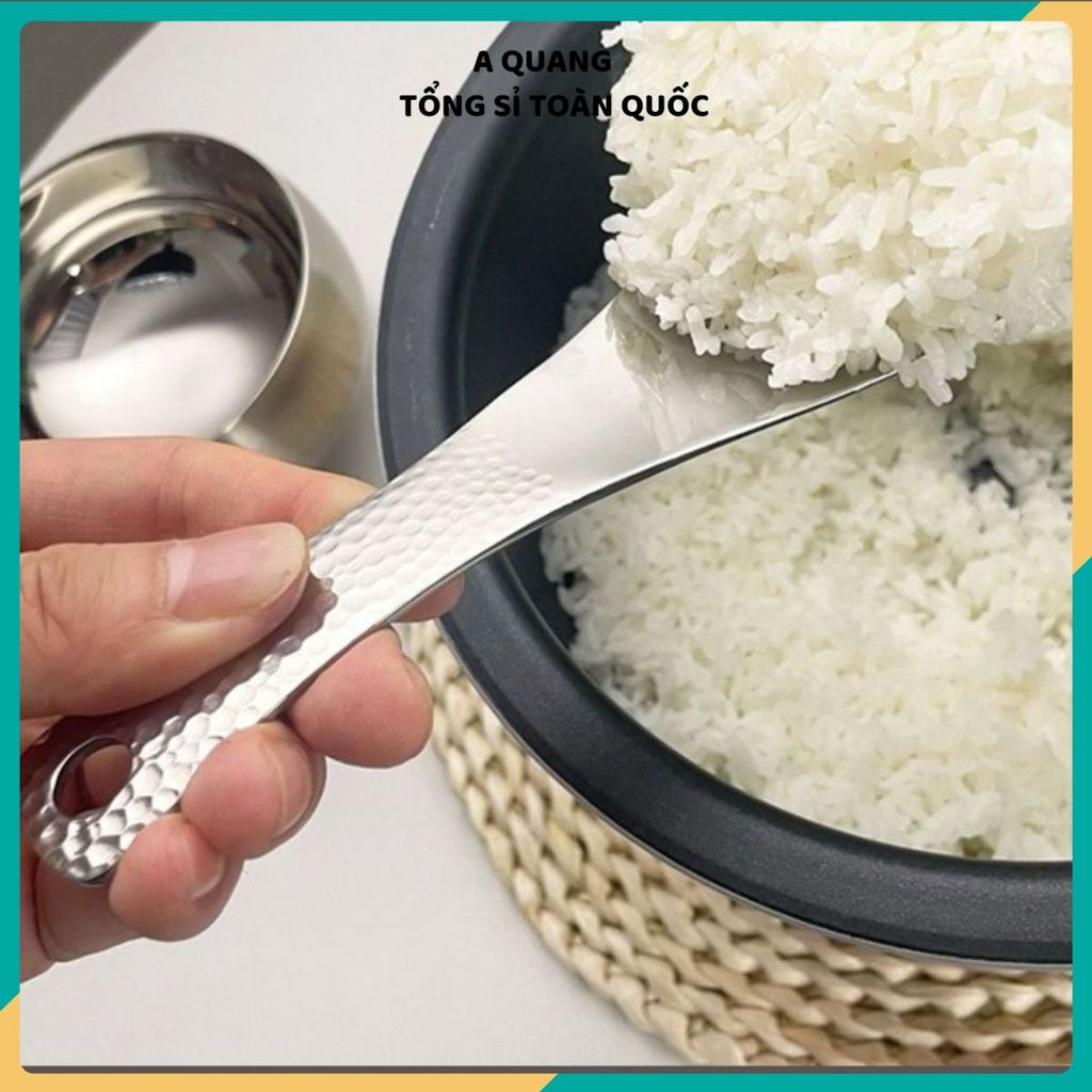 (COMBO 3) MUÔI VÁ CƠM INOX CÁN SẦN CHỐNG DÍNH - Muỗng xới cơm inox, thiết kế sang trọng, an toàn cho sức khỏe